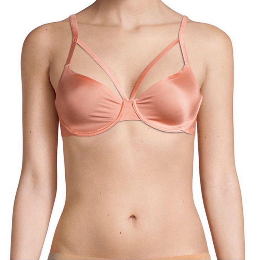 Sam Edelman Peach Amber Bonded Underwire Bra NWT 34C Cage Strap